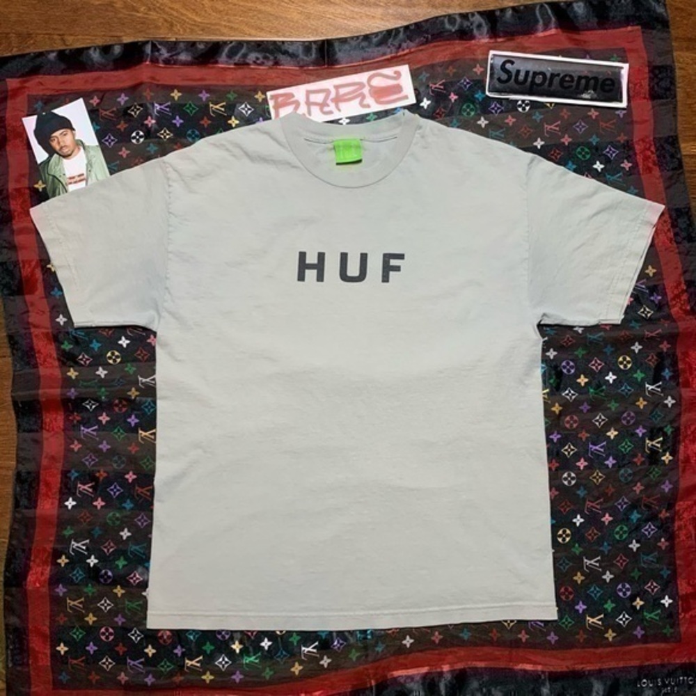 Piped Green Tag Vintage HUF x SF Tee Shirt Cream HUFSF 🔋